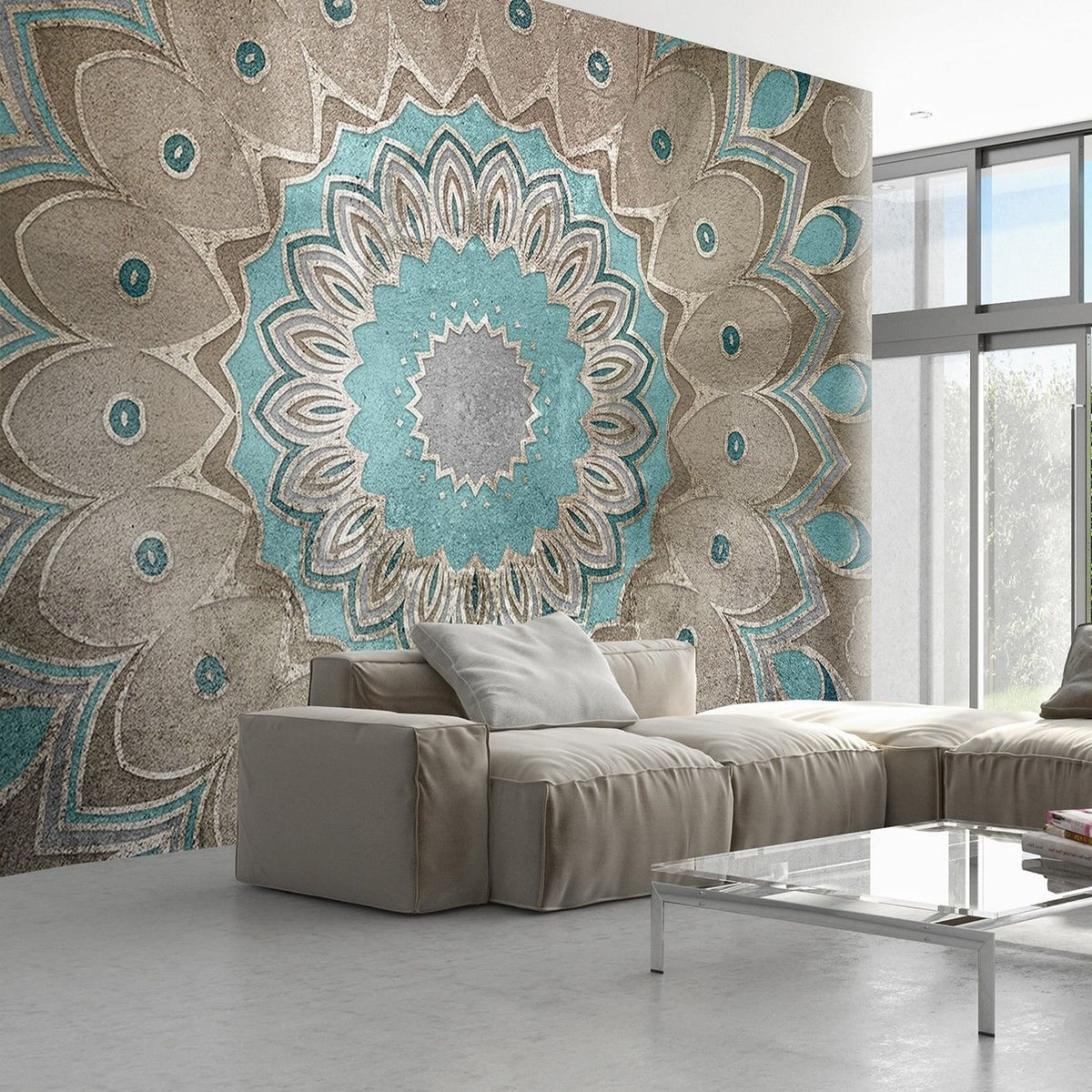 Papier peint motif mandala Blue İzmir