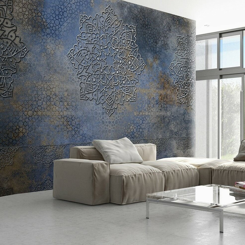 Papier peint mandala Blue Prague