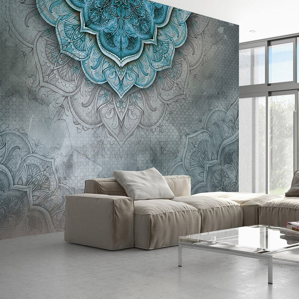 Papier peint mandala New York turquoise