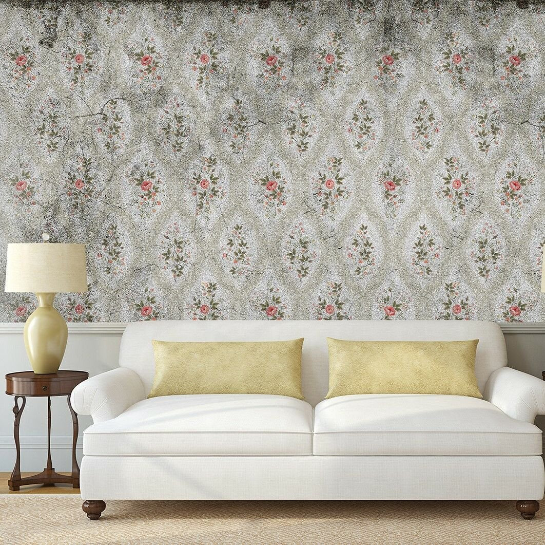 Papier peint classique petites roses