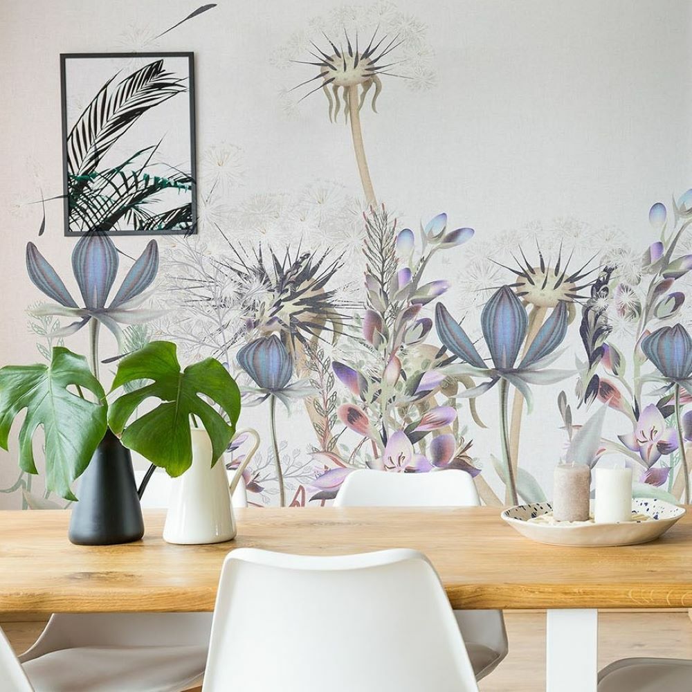 Papier peint fleur étoilée