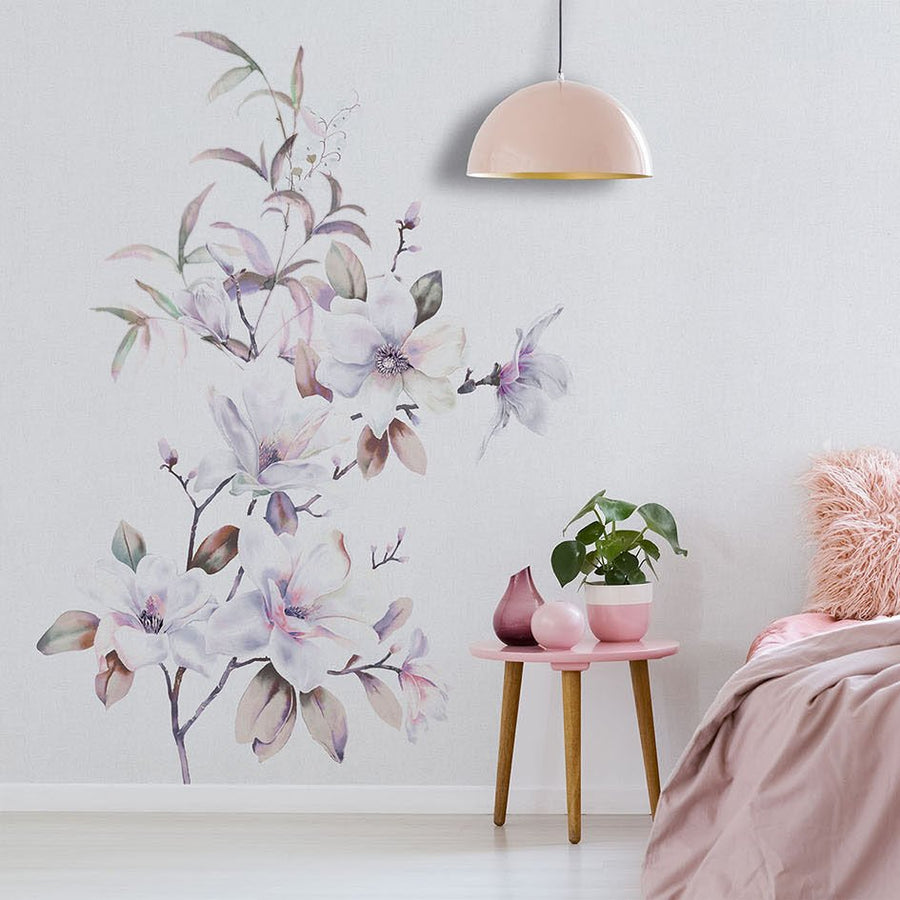 Papier peint fleurs blanches douces