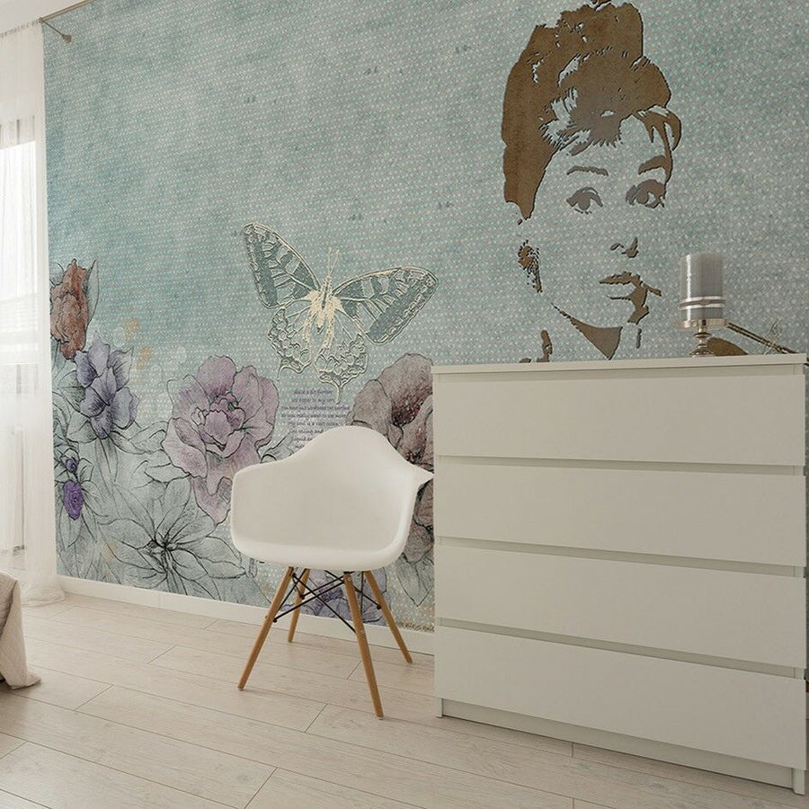 Papier peint Aktirist papillons et fleurs