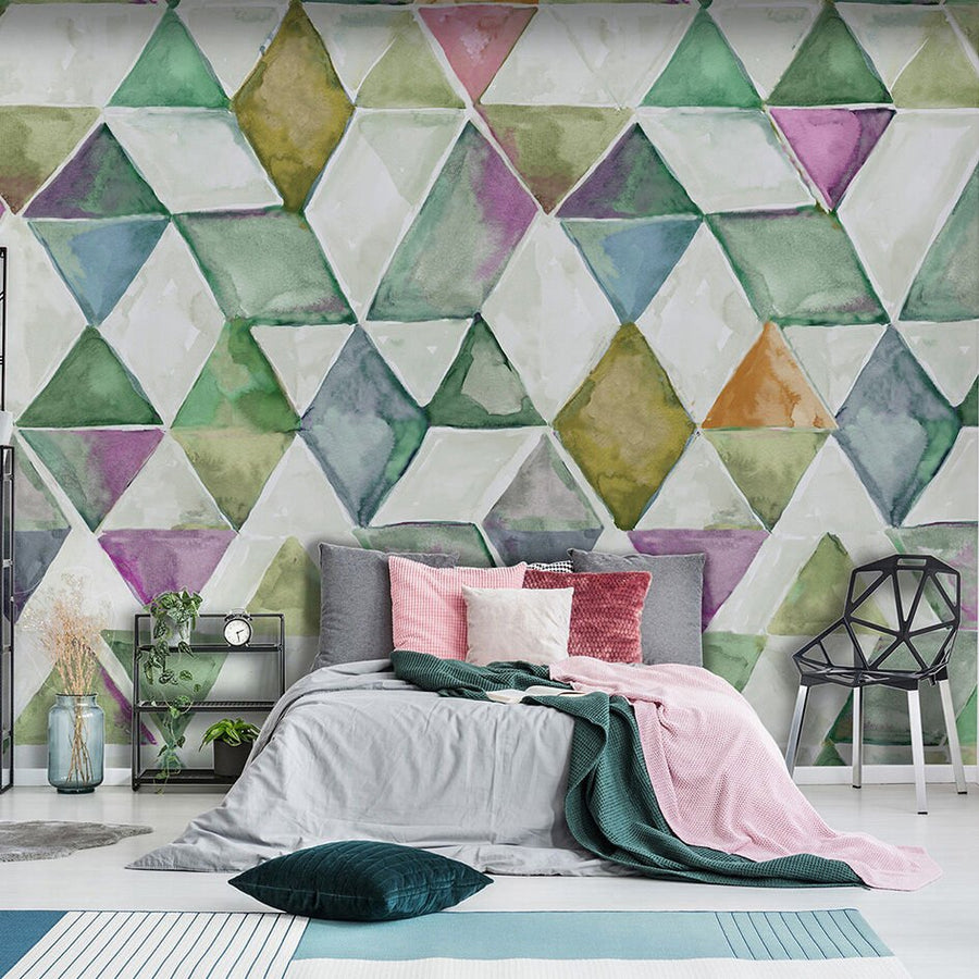 Papier peint triangles géométriques à l'aquarelle