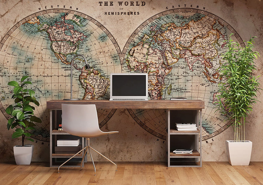Papier peint carte du monde historique patinée