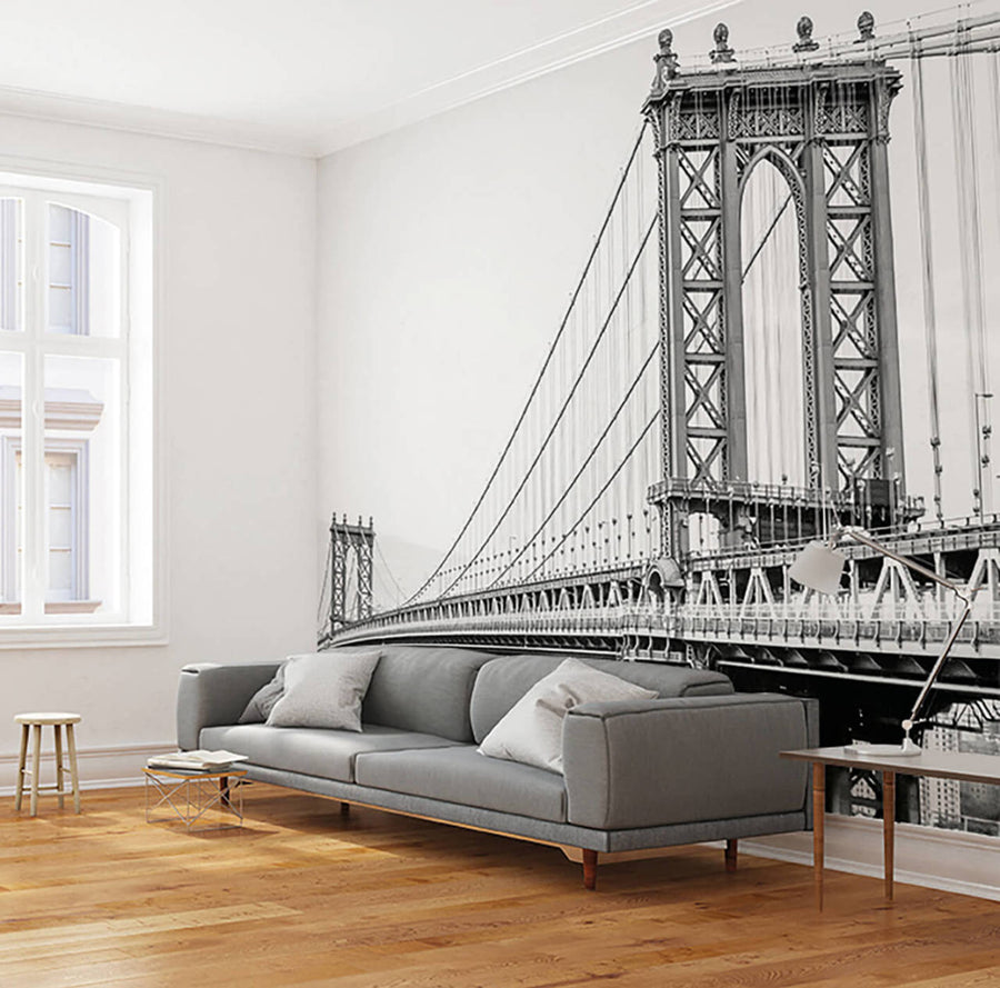 Papier peint long pont noir et blanc