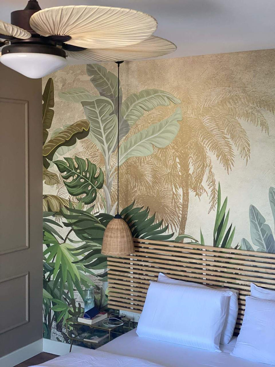 Papier peint forêt tropicale et philodendrons