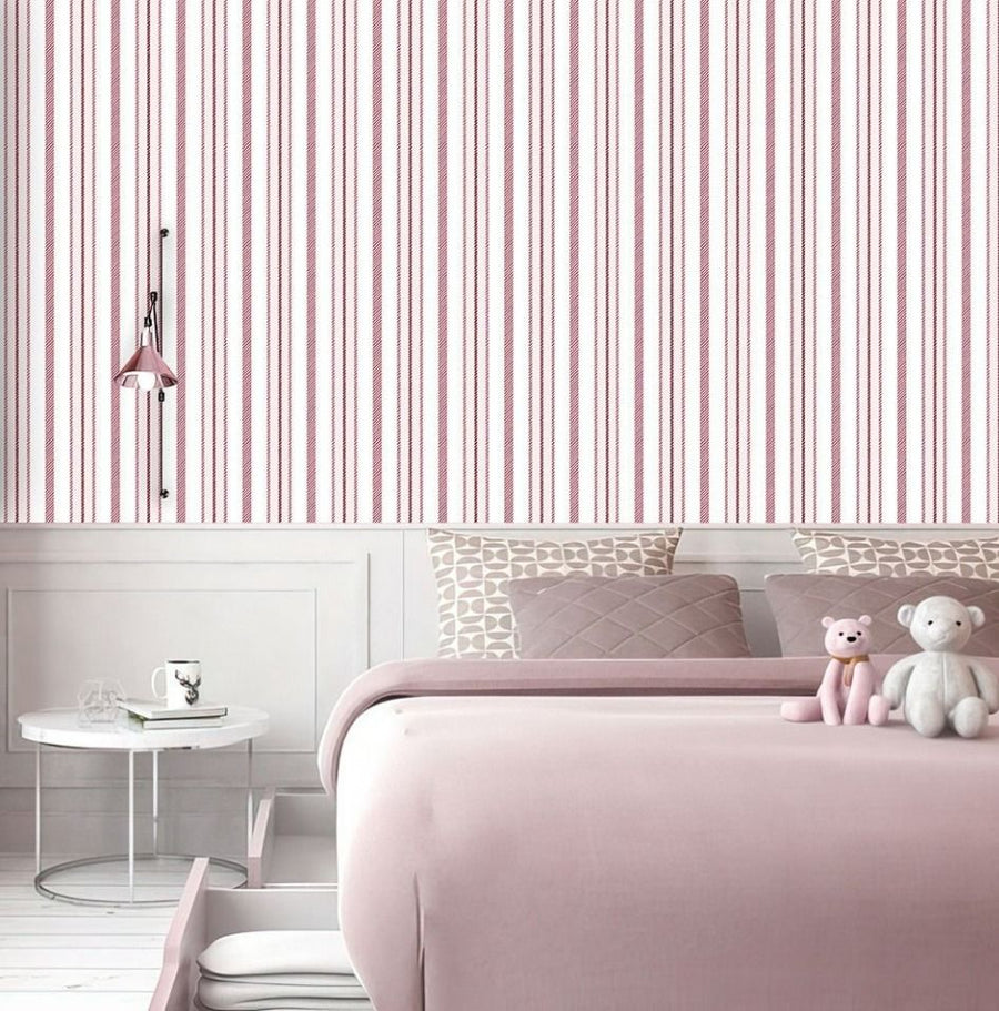 Papier peint Tendaart Stripe Vintage à rayures roses