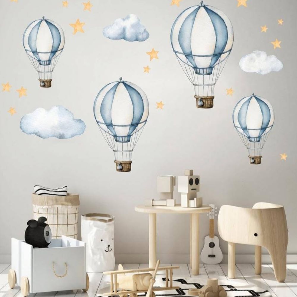 Papier peint montgolfières et nuages