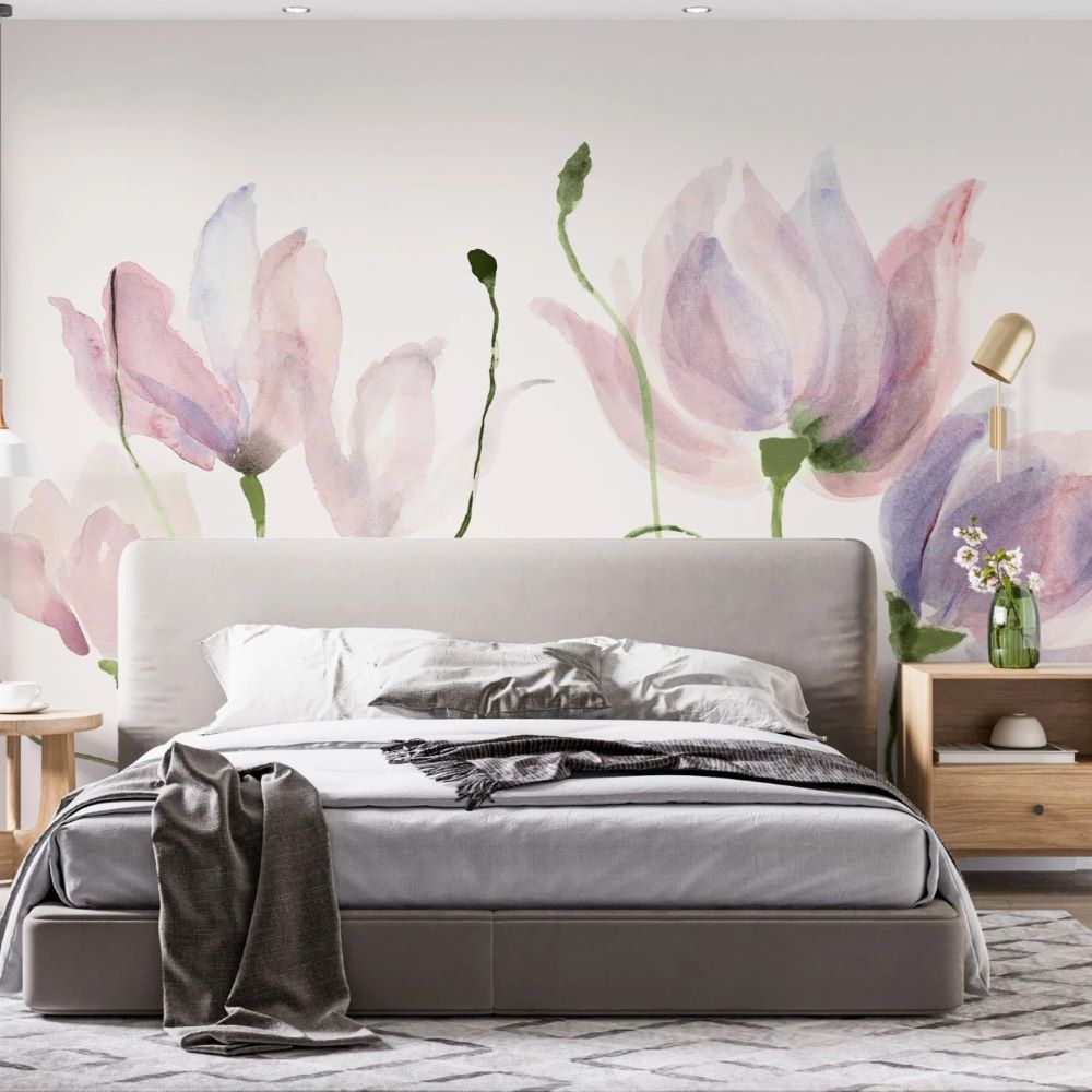 Papier peint tulipes à l'aquarelle