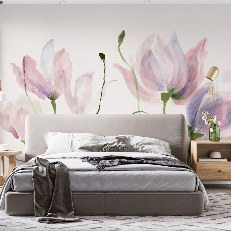 Papier peint tulipes à l'aquarelle