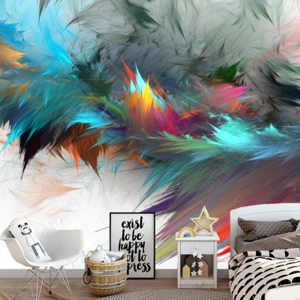 Papier peint Uva motif abstrait aux couleurs de l'arc-en-ciel