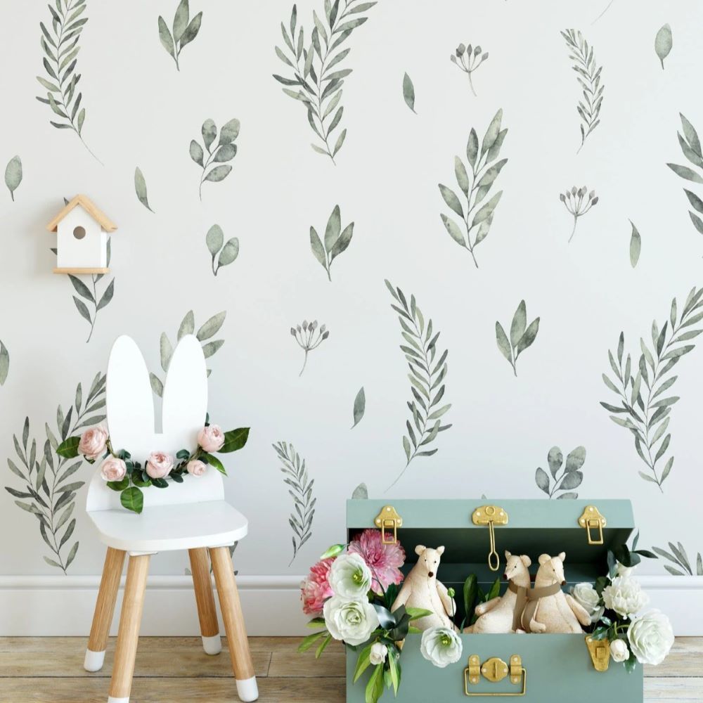 Papier peint petites plantes de jardin vertes