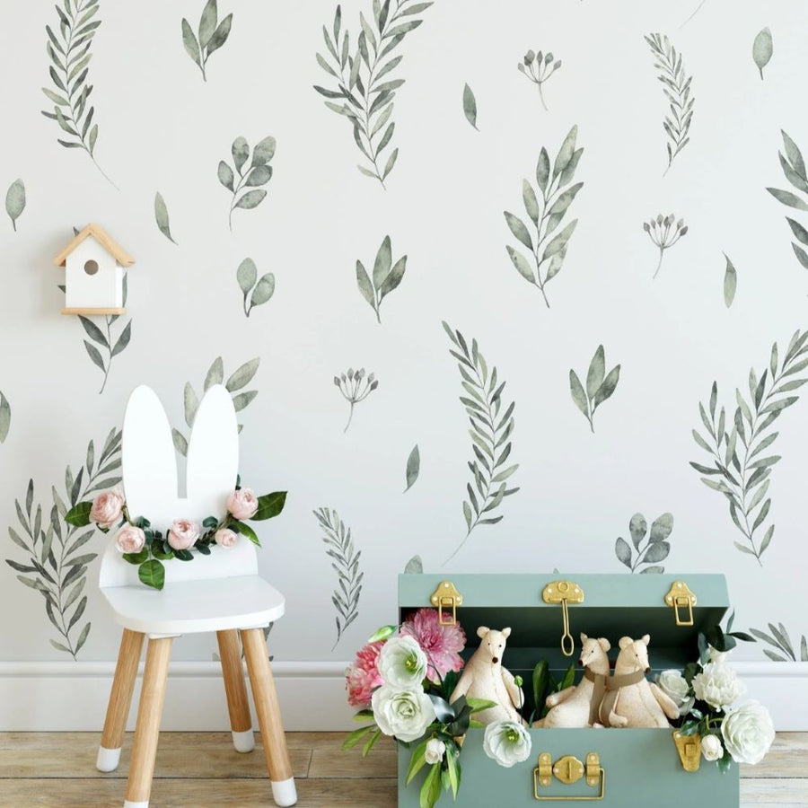 Papier peint petites plantes de jardin vertes