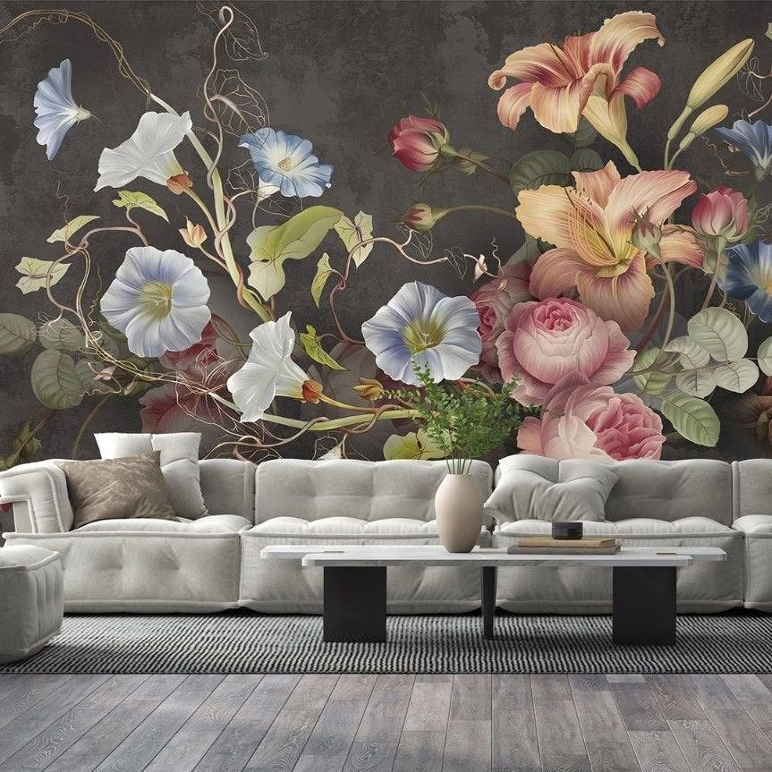 Papier peint grandes fleurs