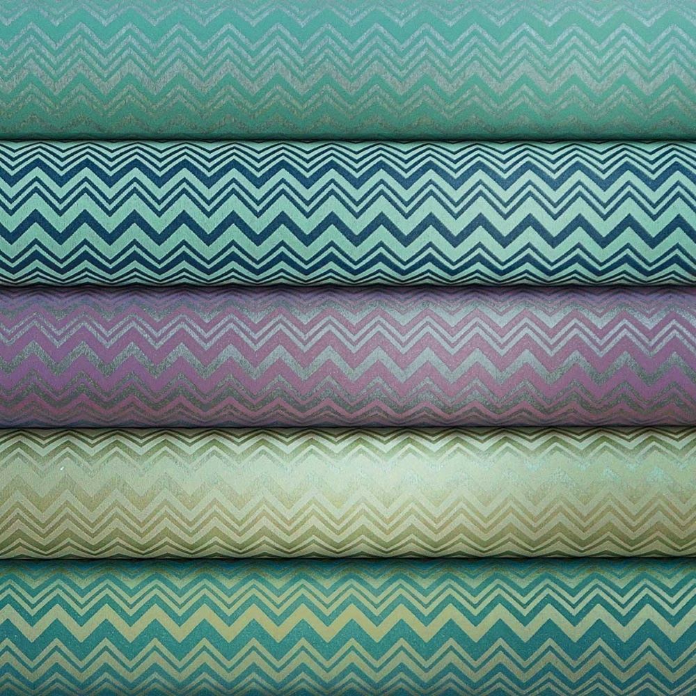 Papier peint Missoni Home texturé motif zigzag à détails dorés