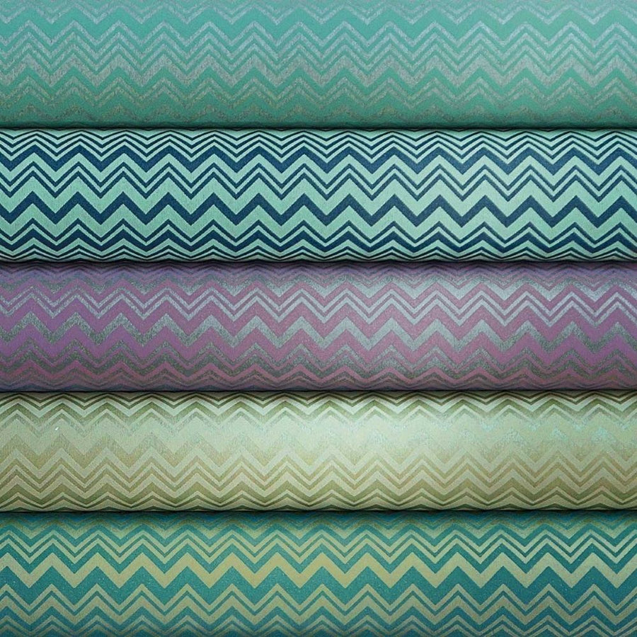 Papier peint Missoni Home texturé motif zigzag à détails dorés