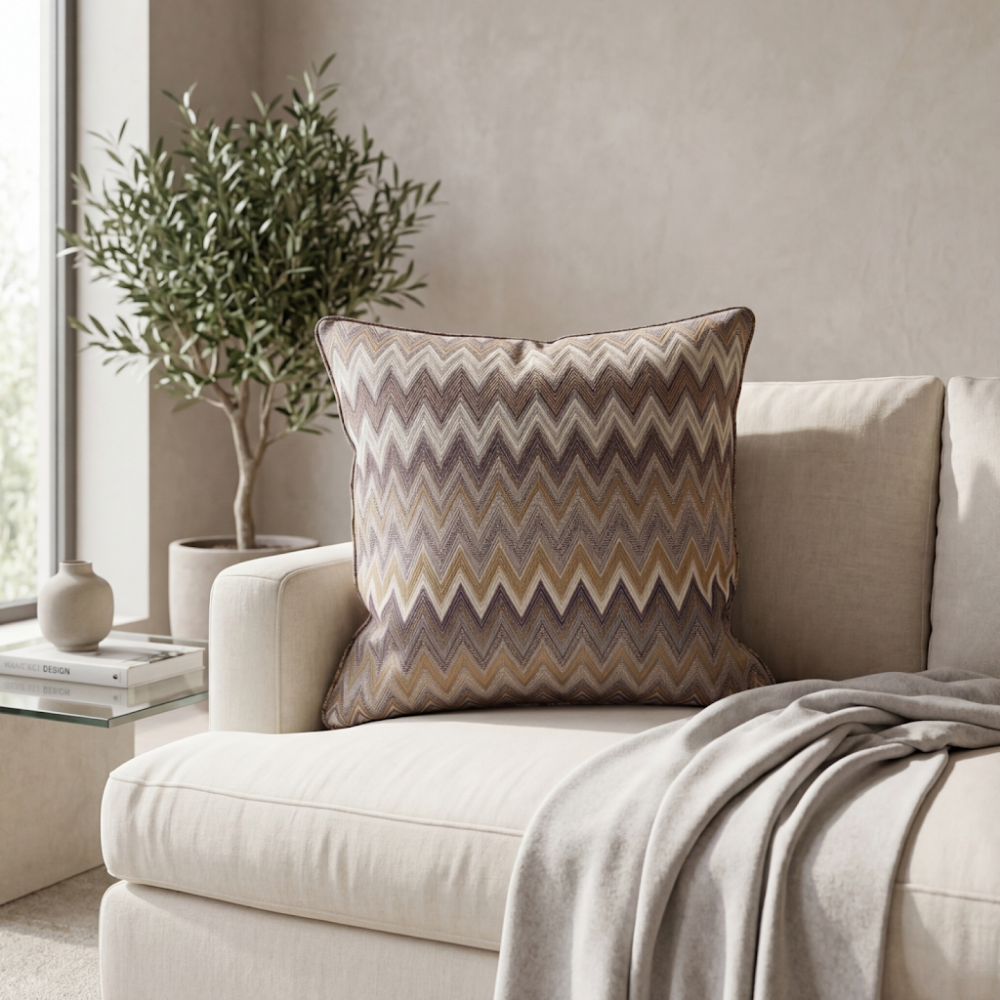 Coussin décoratif tissé à motif zigzag